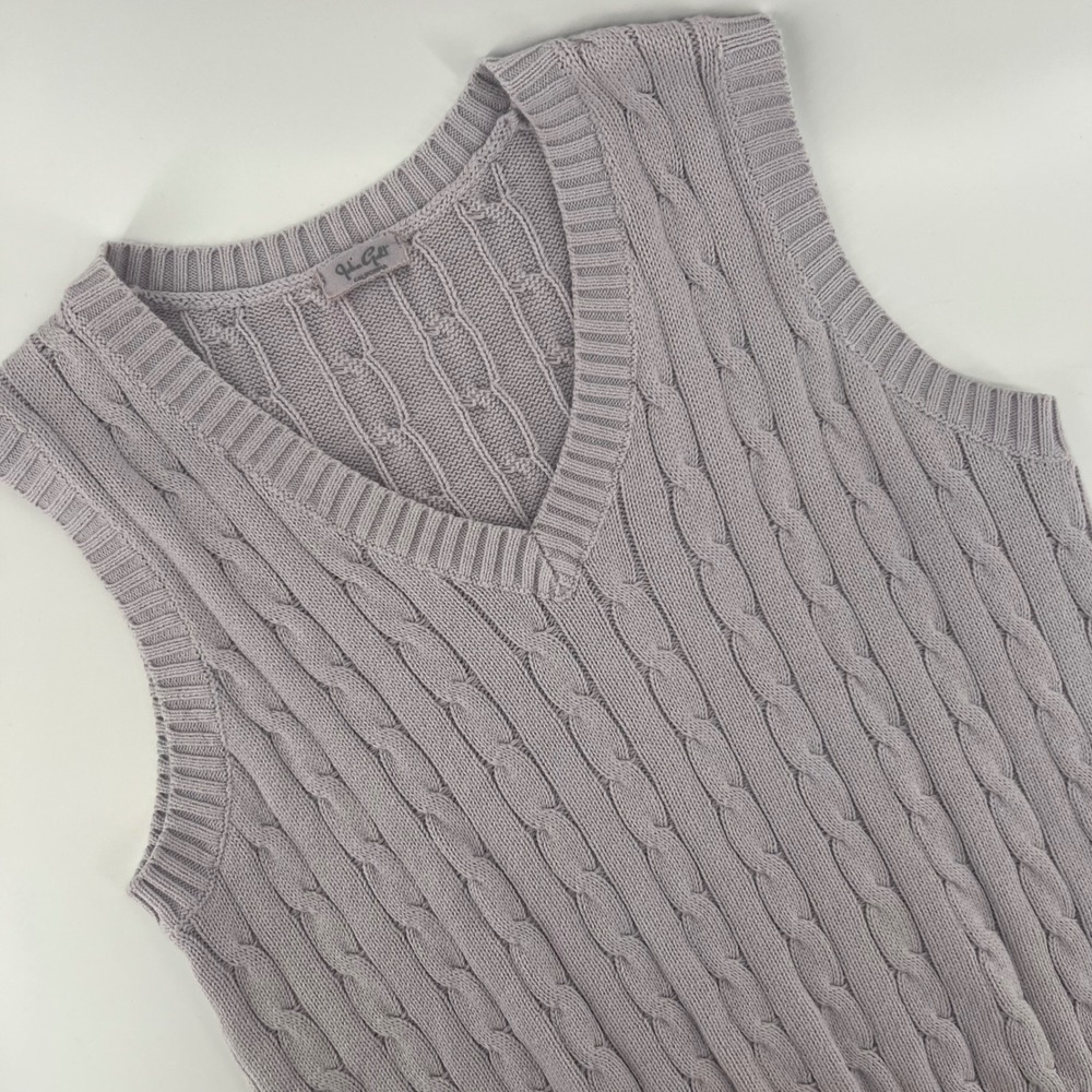 Brandy Melville John Galt Women OS Sweater Vest Cotton Cable Knit Lavender Prep
